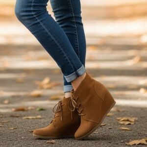 Madden Girl Wedge Ankle Boots - Camel Brown